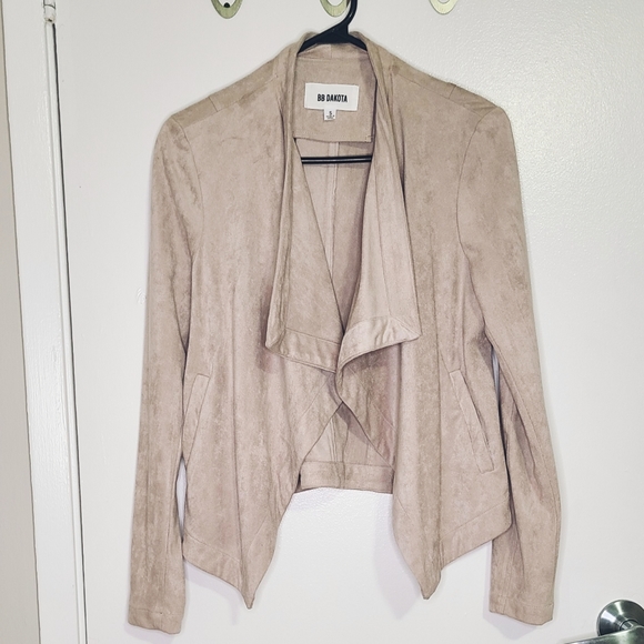Light Beige Faux Suede Jacket - Picture 1 of 3